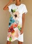 Simple Short Sleeve A-Line Printed Knitting Dress