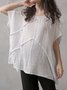 V Neck Linen Asymmetric Casual Shirt & Top