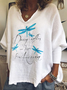 Animal V Neck Long Sleeve Casual Letter Shirts & Tops