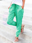 Solid Drwastring Women Bottoms Casual Linen Pants