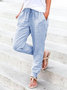 Solid Drwastring Women Bottoms Casual Linen Pants