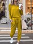 Women Casual Crew Neck Cotton-Blend Long Sleeve Sport Suits