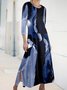 Abstract 3/4 Sleeve Printed Long Dresses