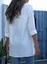Lace Stitch Long Sleeve V-neck Button Blouse for Women
