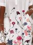 Floral Holiday Half Sleeve Cotton-Blend Dress