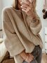 Women Casual Solid Spring Acrylic Daily Long sleeve Loose Regular Sweater