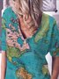 Casual Long Sleeve Map Floral-Print Shirts & Tops