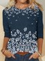 Floral Cotton-Blend Shift Long Sleeve Shirts & Tops
