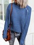 Casual Plain Autumn Mid-weight Daily Long sleeve Loose Turtleneck Regular Sweater for Women