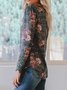 Casual Floral & Camo Printed Lace-Accent Henley Long Sleeve T-Shirts & Tops