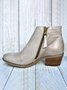 Retro Distressed Polished Color Zipper Thick Heel Pointed Ankle Boots