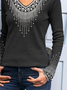 Casual Shift V Neck Cotton-Blend Shirt & Top