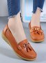 Cowhide Retro Casual Tassel Flat Shoes