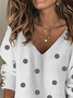 Polka Dots Casual Winter V neck Acrylic Daily Long sleeve Loose Regular Sweater for Women
