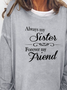 Letter Printed Crew Neck Shift Casual Long Sleeve Shirt & Top