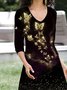 Long sleeve V-neck glittering butterfly gradient elastic knitted dress