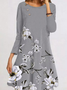 Sweet Loosen Floral Knitting Dress
