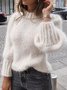 Long sleeve high neck elastic basic solid warm Sweater Top women