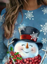 Women Christmas Snowman Printed Holiday Casual Long Sleeve Sweatshirts