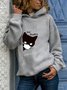 Simple Animal  Loose Statement Hooded Sweatshirt