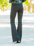 Plain Casual Sweatpants Black stretch slim flared trousers