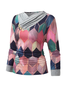 Color Block Casual V-Neckline Long Sleeve blouse