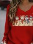 Christmas Snowman Casual Long Sleeve V neck T-shirt & Top