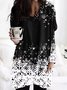 Casual Snow Floral Print Long Sleeve V-Neck Tunic Tops