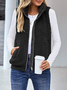 Basics Plain Winter Stand Collar Micro-Elasticity Daily Sleeveless Fit Imitation Cashmere Sweater Coat for Women