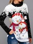 Cotton Blends Christmas Snowman Loosen Sweatshirtss