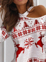One Shoulder Christmas  Casual Tops