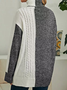 High Neckline Color Block Loose Regular Sweater Shift Sweaters
