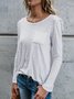 Casual Solid Color Long Sleeve Round Neck Pocket T-Shirts