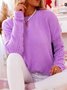 Romantic Holiday Casual Solid Long Sleeve Round Neck Loose Purple Sweater
