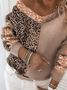 Women Sweet Winter Leopard Polyester V neck High Elasticity Daily Long sleeve Regular Sweater