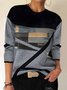 Grid Casual Crew Neck Shirts & Tops