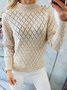 Women Casual Plain Winter Lightweight Micro-Elasticity Daily Loose Turtleneck Wool/Knitting Sweater
