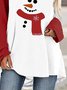 Christmas Snowman Print Vacation Round Neck Mid-length T-shirt & Top