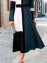 Round Neck Color Block Print Casual Long-sleeved Maxi Dress