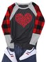 Valentine's Day Shirt for Women Love Heart Print Graphic Tee Top Buffalo Plaid Long Sleeve T-shirt Top