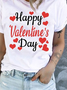 Valentine's Day Simple Cotton Blends Letter Shirts & Tops