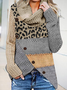 Casual Autumn Leopard Mid-weight Daily Long sleeve Loose Wool/Knitting Regular Sweater for Women