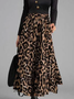 Long sleeve high elastic plain color patterned Leopard Print Long Dress