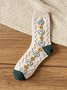 3 Pairs Of Plant Flower Knitted Socks