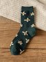 3 Pairs Of Plant Flower Knitted Socks