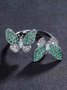 Adjustable Zircon Inlaid Butterfly Ring