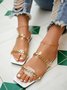 Metal Chain Transparent Strap Slippers