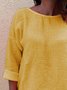 Casual Solid Round Neck Long Sleeve Shirt & Top
