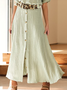 Solid Casual Half Sleeve Notched Neck Maxi Dresses