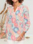 Notched Vacation Floral Shirts & Tops